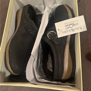 Kim Rogers Black Mules with Brown Sole